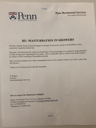 Illustration for article titled Penn Does Not Have a Problem With Semen-Clogged Showers